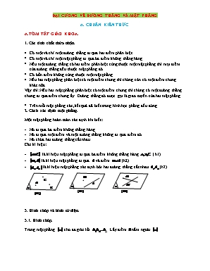 Bài tập Tự luận Toán 11 - Đại cương về đường thẳng và mặt phẳng (Có lời giải)